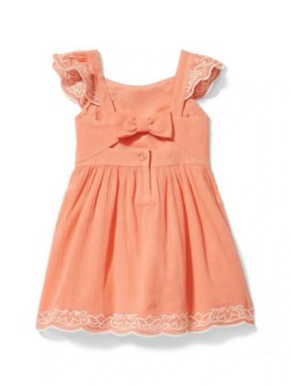 Janie and Jack Embroidered Cotton Dress | Peach/Coral | 6–12 Months